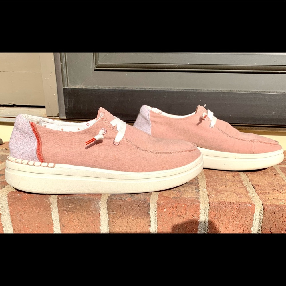 Hey Dude Pink and White Women's Flats